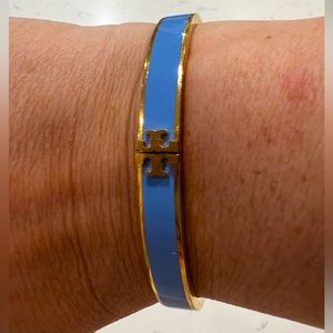 Gold and blue enamel Tory Burch bracelet